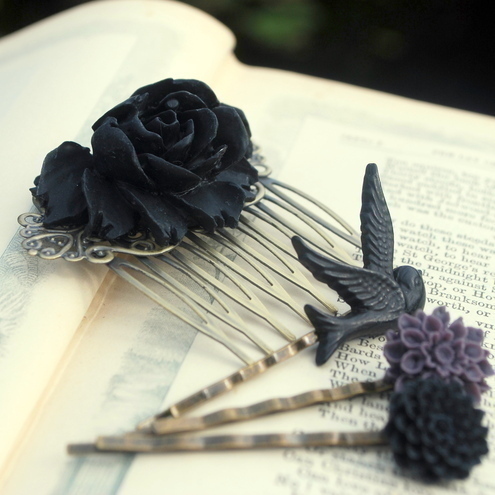 black rose hair accessories